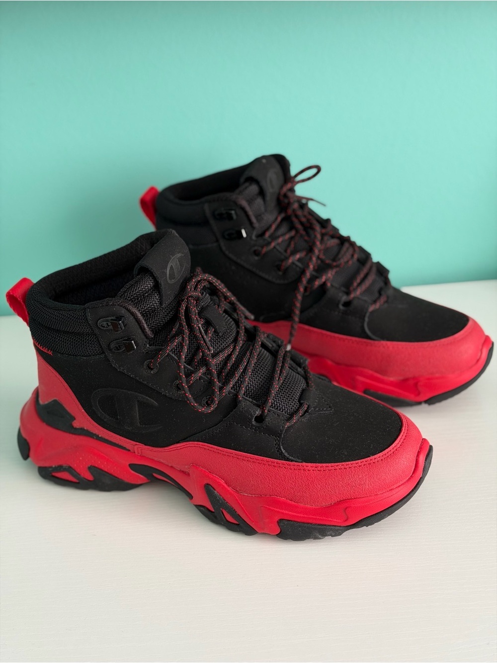 Champion Men's Bromad Lock Shoes Boots Size 9M Black/Scarlet